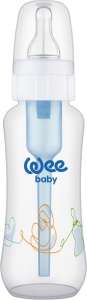 Biberon din PP cu desen, tetină anti-colici nr. 2, cod 295, 240 ml, Wee Baby