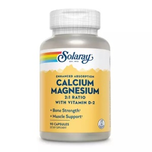 Calciu, Magneziu si Vitamina D Solaray, 90 capsule, Secom