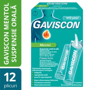 Gaviscon Mentol suspensie orala in plic, 10ml x 12 plicuri, Reckitt Benckiser