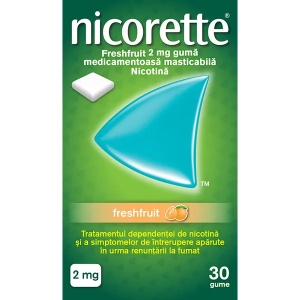 Nicorette Freshfruit 2mg guma medicamentoasa masticabila, 30 bucati, Kenvue - Img 2
