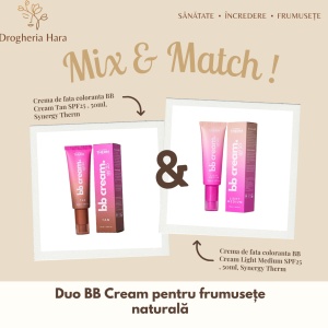 Pachet BB Cream Light Medium 50 ml si BB Cream Tan 50ml, Synergy Therm