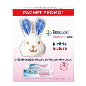 Pachet Bepanthen Unguent 5% Panthenol + Jucărie Iepuraș, 100 g, Bayer - Img 2