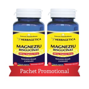 Pachet promotional Magneziu Bisglicinat, 60 + 60 capsule, Herbagetica