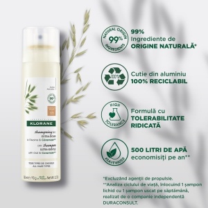 Sampon uscat nuntator cu lapte de ovaz, 150 ml, Klorane - Img 2