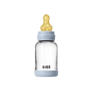 Set complet biberon din sticlă anticolic, tetină latex flux lent, 120 ml, Baby Blue, Baby - Img 4