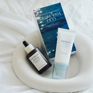 Set Duo Madagascar Centella Glow Hyalu-Cica Water-Fit Sun Serum SPF50+ 50ml + Probio-Cica Intensive Ampoule 50ml, Skin1004 - Img 4