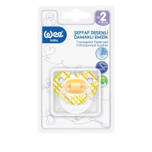 Suzeta din silicon ortodontica transparenta cu desen nr.2, cod 837, 1 bucata, Wee Baby