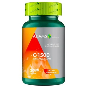 Vitamina C 1500mg cu macese, 30 tablete, Adams