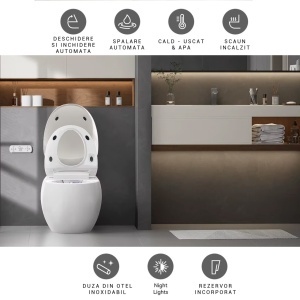 Toaleta inteligenta Zenith in forma de ou, sterilizare UV, complet automata - Img 5