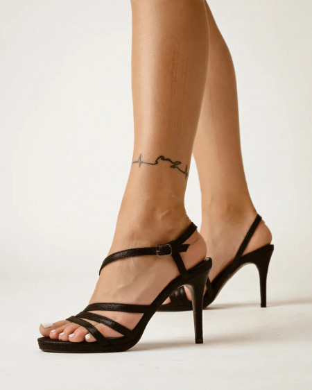 Crne sandale na kaišiće sa štiklom, brend Emelie Strandberg, slika 1