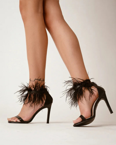 Crne ženske sandale sa perjem, brend Favorito, slika 3