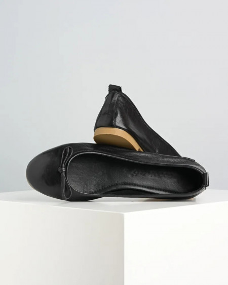 Kožne ravne cipele baletanke u crnoj boji, slika 3