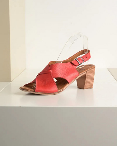 Kožne ženske cipele na stabilnu petu, crvena boja, slika 5