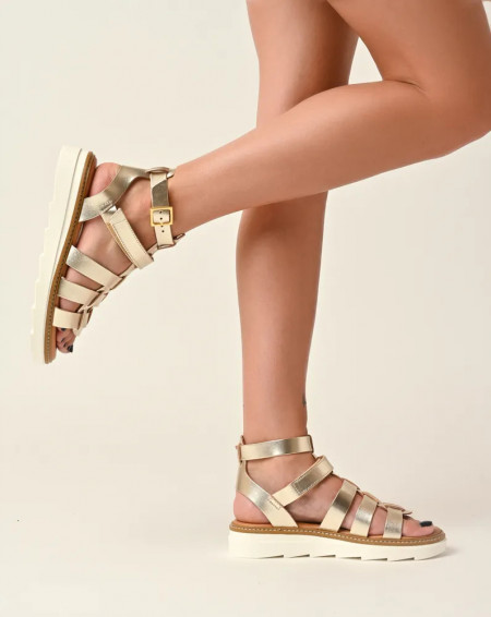 Italijanske kožne ženske sandale 4923 zlatne
