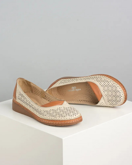 Bež kožne ženske cipele Vidra leder, slika 5