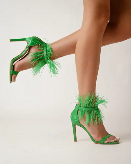 Zelene sandale sa perjem, brend Favorito, slika 3