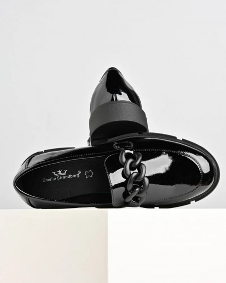 Crne lakovane ženske cipele na debelom đonu, slika 6