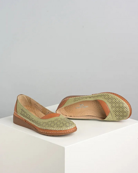 Maslinaste kožne ženske cipele Vidra leder, slika 5