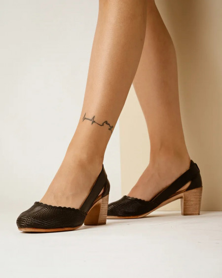 Kožne ženske cipele na stabilnu petu, crna boja, slika 4