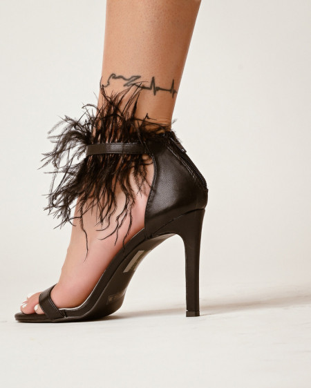 Crne ženske sandale sa perjem, brend Favorito, slika 7