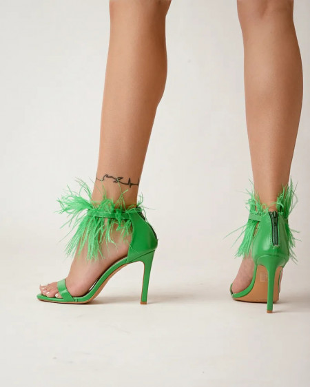 Zelene sandale sa perjem, brend Favorito, slika 5