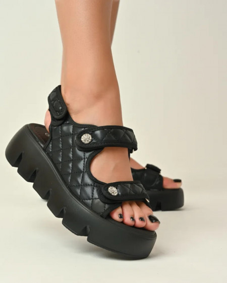 Crne ženske sandale na debelom đonu Favorito, slika 6
