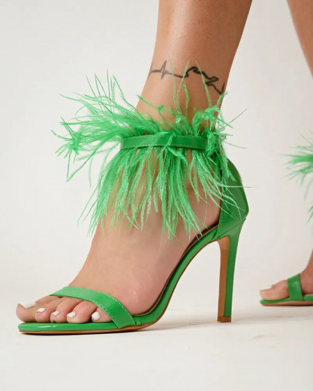 Zelene sandale sa perjem, brend Favorito, slika 7