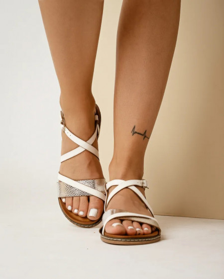 Bele ravne sandale za žene, brend Emelie Strandberg, slika 4