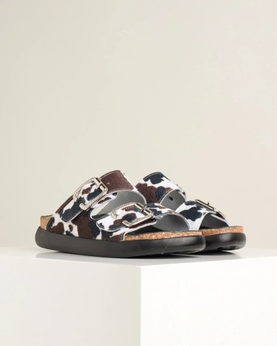 Anatomske papuče sa dva kaiša, kožne, animal print, slika 6