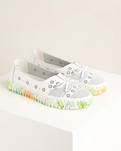 Kožne ženske espadrile 25187 bele