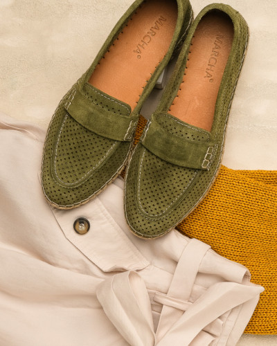Kožne ženske espadrile HY1007-8 zelene