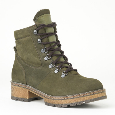 Kožne ženske kratke čizme 6403-025 maslinaste