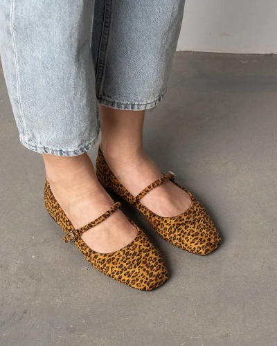 Ženske ravne baletanke sa kaišićem, leopard print, slika 7