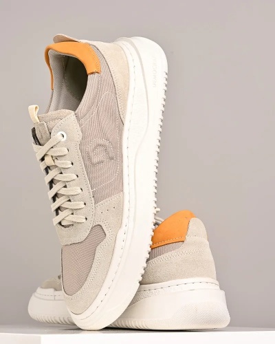 Kožne muške patike na pertlanje 240502-002 khaki