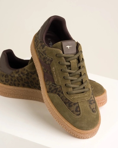 Maslinaste kožne patike sa leopard printom, za žene, brend Tamaris, slika 5