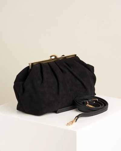 Ženska naborana clutch torbica T012633 crna