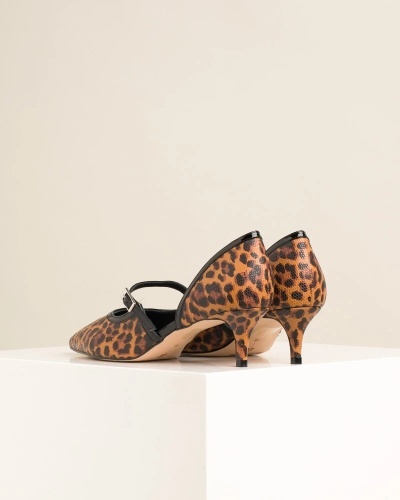 Ženske salonke na štiklu od prirodne kože, leopard print, slika 7