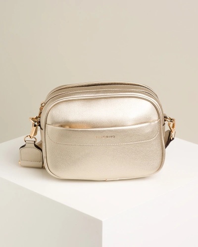Ženska crossbody torbica sa rajsferšlusom T012623 zlatna