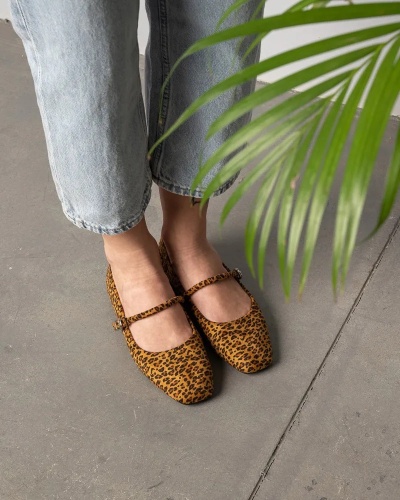 Ženske ravne baletanke sa kaišićem, leopard print, slika 6
