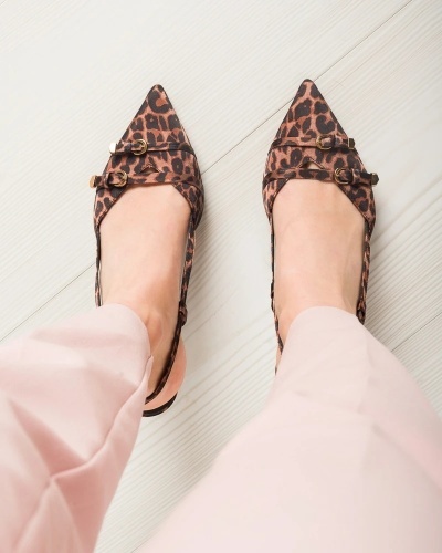 Ženske sandale sa zatvorenim prstima, leoprad print, zlatna štikla, brend Tamaris, slika 8