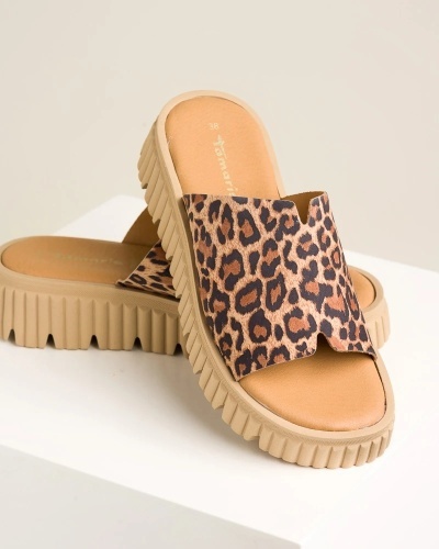 Kožne papuče na debelom đonu 1-27216-44 leopard