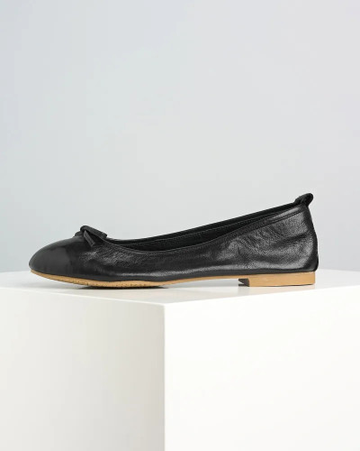 Kožne ravne cipele baletanke u crnoj boji, slika 5