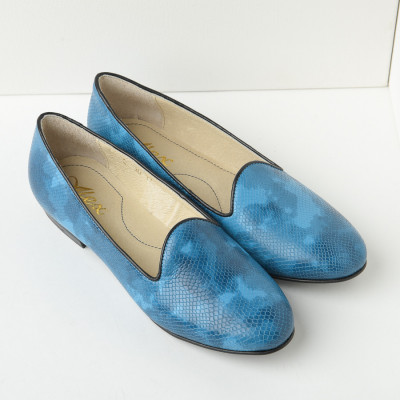 Kožne ženske ravne cipele B30/23 plave
