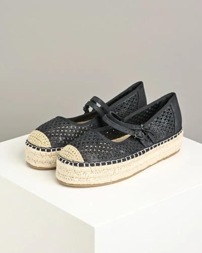 Ženske espadrile na debelom đonu L232500 crne