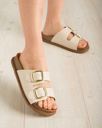 Ženske papuče ravne 8523.108.9569 svetlo bež