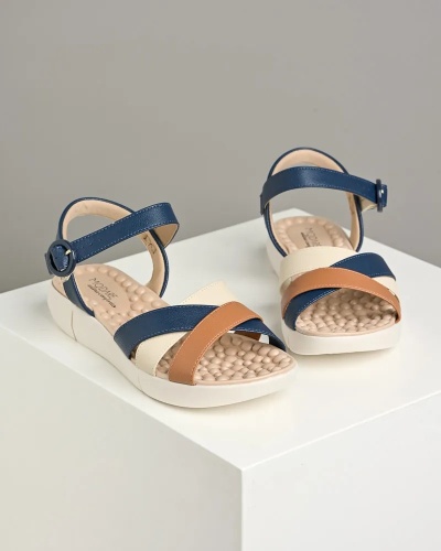 Udobne bež ženske ravne sandale, kombinacija boja, slika 5