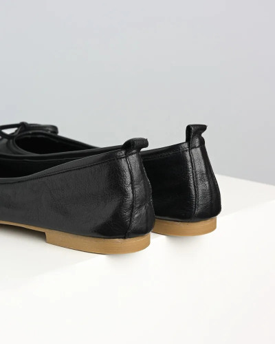 Kožne ravne cipele baletanke u crnoj boji, slika 6