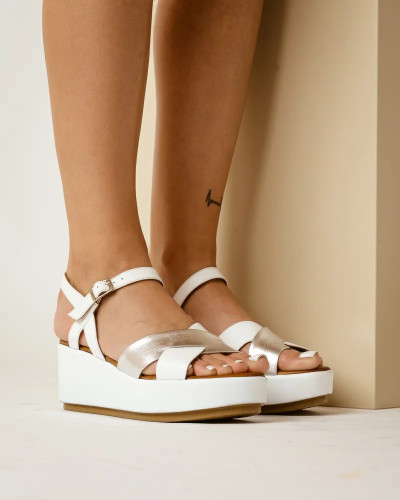 Bele kožne sandale na platformu, brend Coconut , slika 7