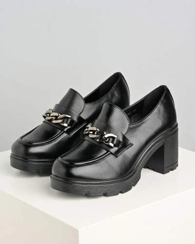 Crne ženske cipele na debelu petu, slika 2