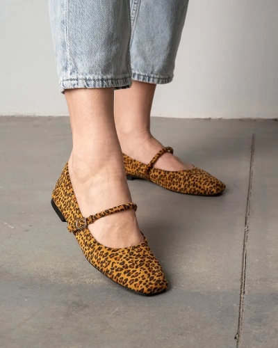 Ženske ravne baletanke sa kaišićem, leopard print, slika 4